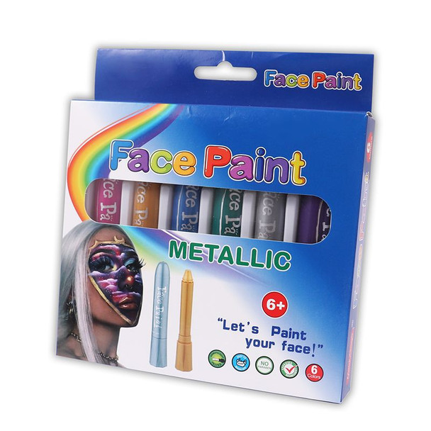 Pack of 6 Assorted Metalic Colours Face Paints - Parties, Festivals, Halloween, Cosplay, Creative Looks