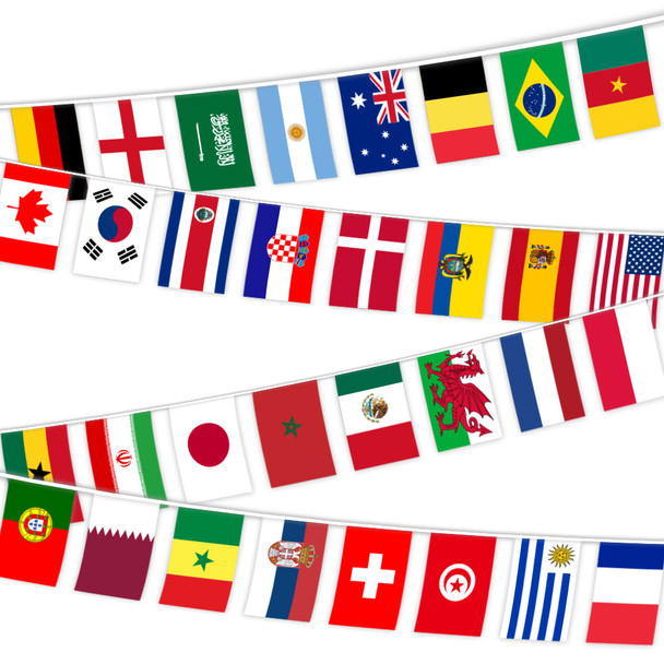 World Of Bunting World Flags Bunting 10M -  For Football Events, Parties, Sports Tournaments, Multinational Flags, National Party, Bar Club Garden Street Decorations