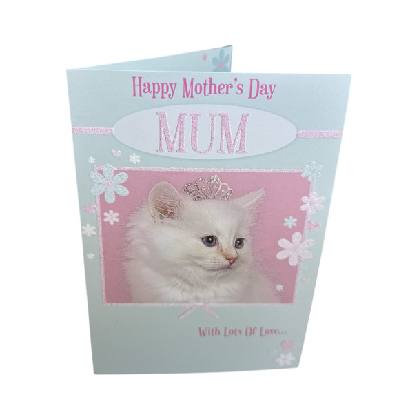 Mum Cat Wearing a Tiara Design Mother's Day Card