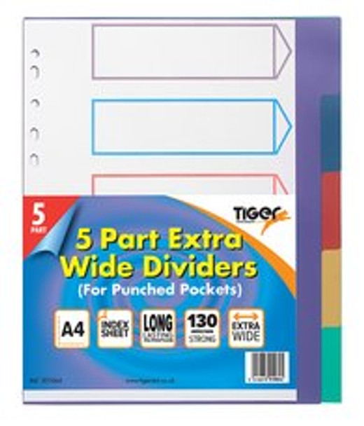 A4 5 Part Extra Wide Polypropylene Dividers