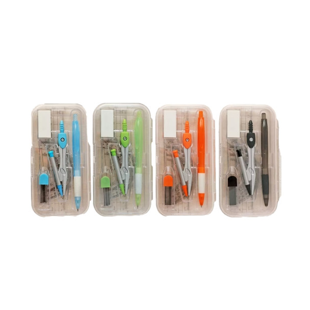 Pack of 12 Compass Divider with Pen Ruler Math Sets