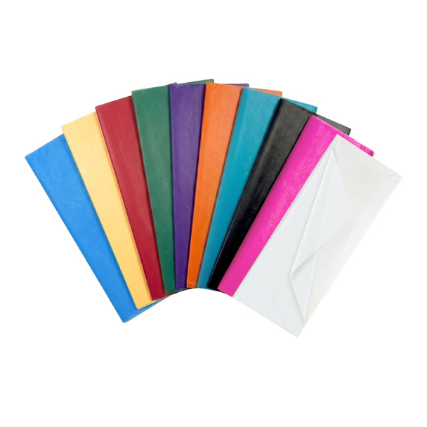 Pack of 10 Assorted Coloured Acid Free 50 x 70cm Tissue Paper Sheets