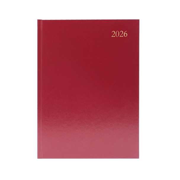 Janrax 2026 A5 Day Per Page Burgundy Desk Diary