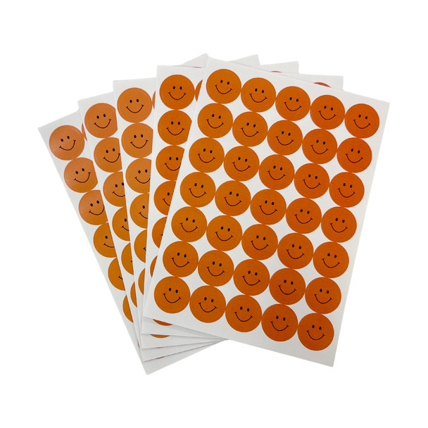 Pack of 420 Orange Smile Face 24mm Self-Adhesive Labels