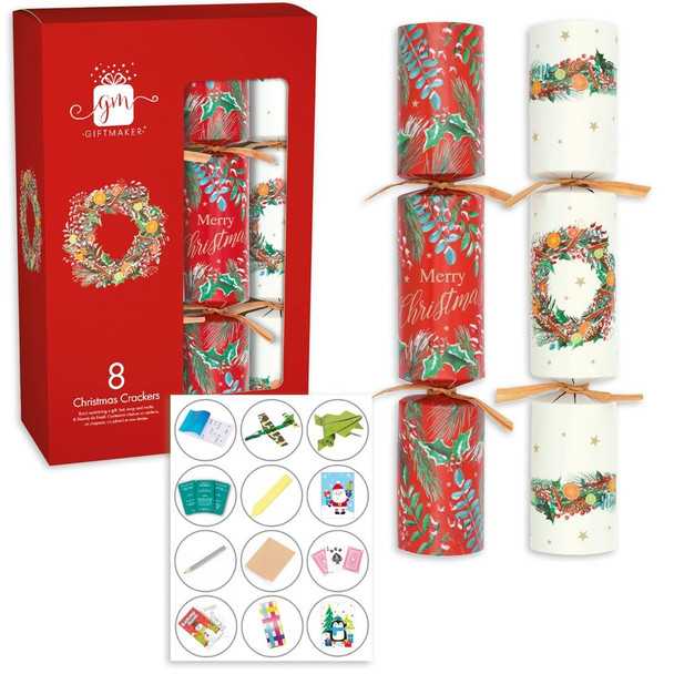 Pack of 8 Traditional Foliage Christmas Dinner Crackers