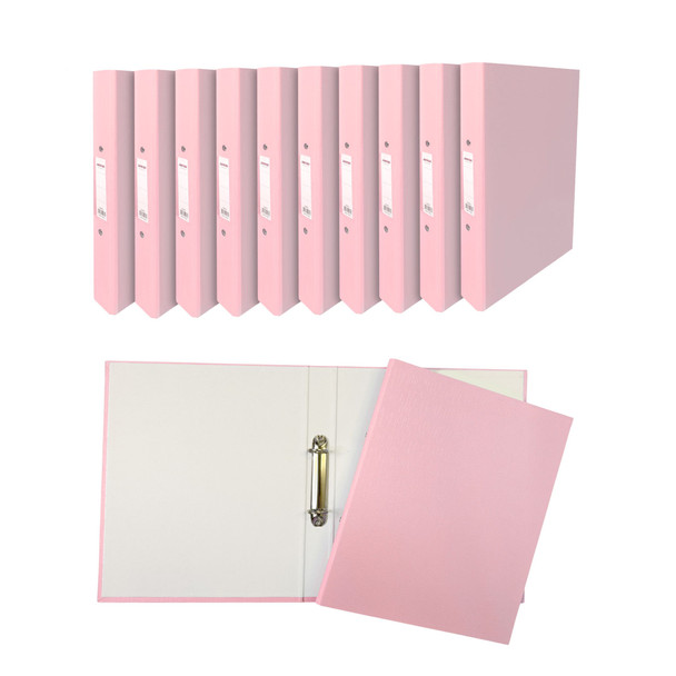 Pack of 20 A4 Pastel Pink Paper Over Board Ring Binder by Janrax