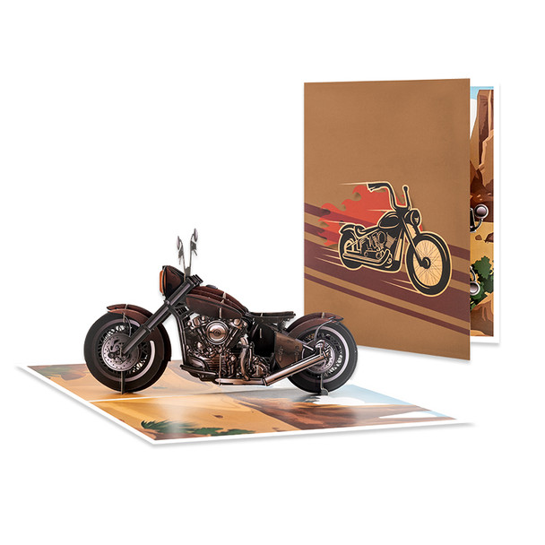 Road Rebel 3D Motorcycle Greeting Card - Birthday Anniversary Holidays Event