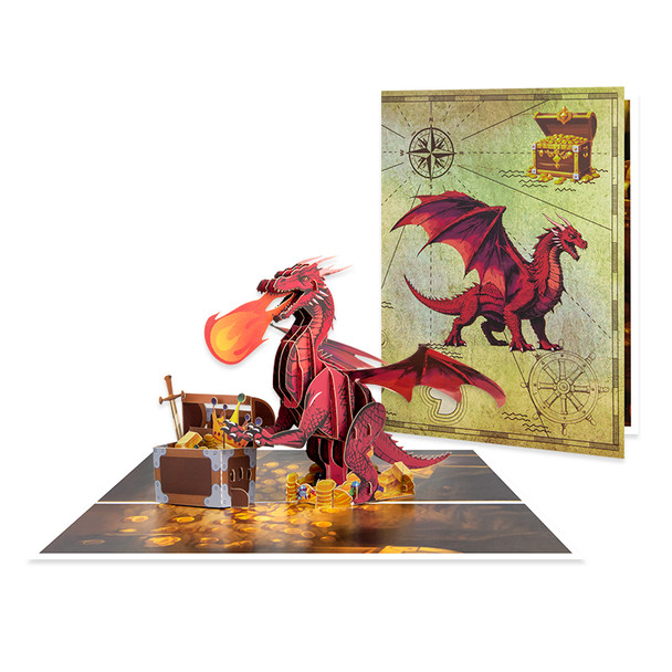 Fiery Red Dragon Fantasy 3D Pop Up Greeting Card - Birthday Event Holiday