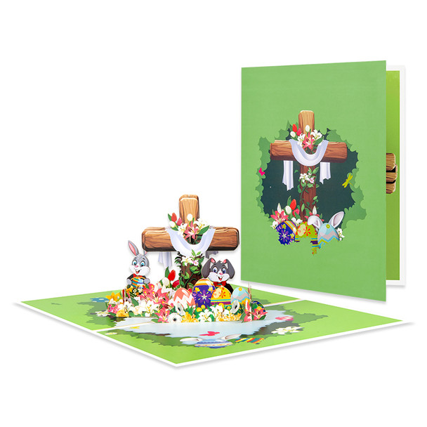 Cross Spring Scene Easter Blessings 3D Pop Up Card