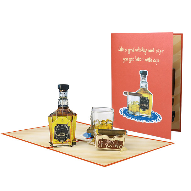 Aged to Perfection 3D Whiskey Pop Up Birthday Card
