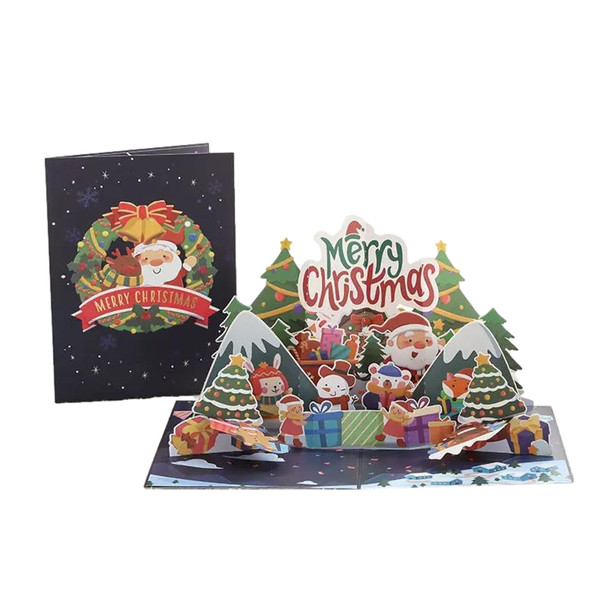 Festive Fun Snowmen & Santa Scene Pop Up Christmas Card