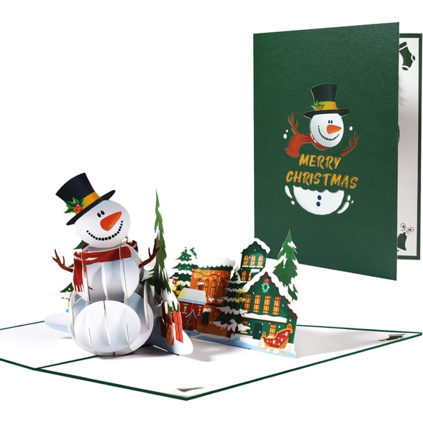 Snowman & Winter Village 3D Pop Up Christmas Card