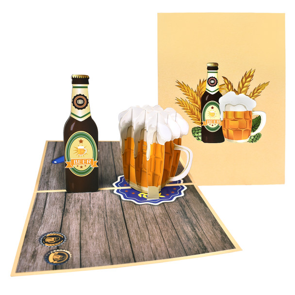Beer Themed Father's Day or Birthday 3D Pop Up Greeting Card