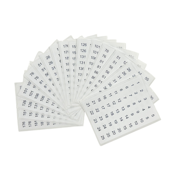 Pack of 800 Black on White 1-200 Number 8x13mm Self Adhesive Labels