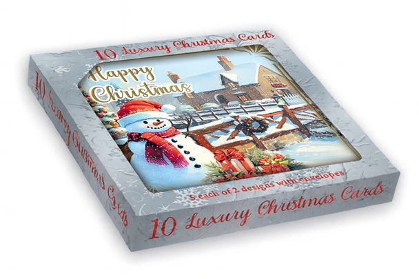 Pack of 10 Snowman & Winter Scene Christmas Boxed Cards