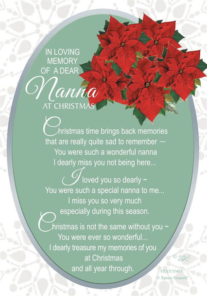 In Loving Memory of a Dear Nanna Christmas Graveside Keepsake Card