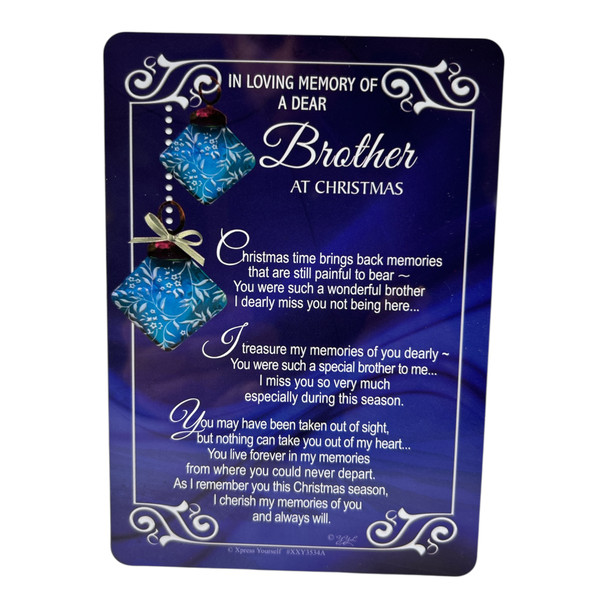In Loving Memory of a Dear Brother Christmas Graveside Keepsake Card - Festive Design Memorial Card