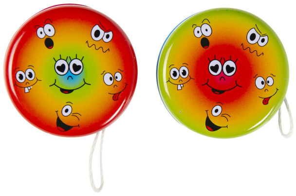 Pack of 12 Metal Yo-Yo Emotions Theme Return Tops