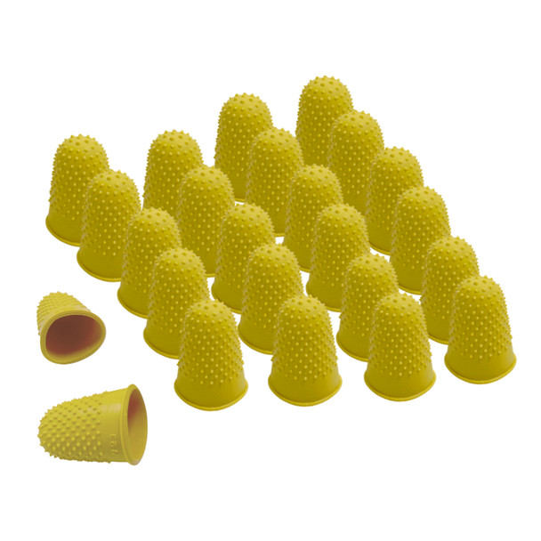 Pack of 24 Yellow No.2 Rubber Thimblettes - Extra Large Thimble Finger Cones