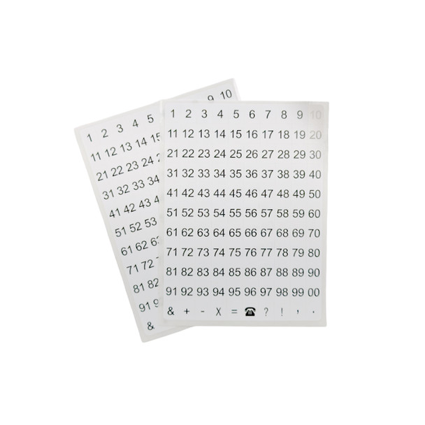Pack of 220 White on Black 8x10mm 1-99 Numbers Self-Adhesive Labels