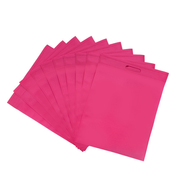 Pack of 25 Pink Coloured 35x25cm Non-Woven Patch Handle Bags