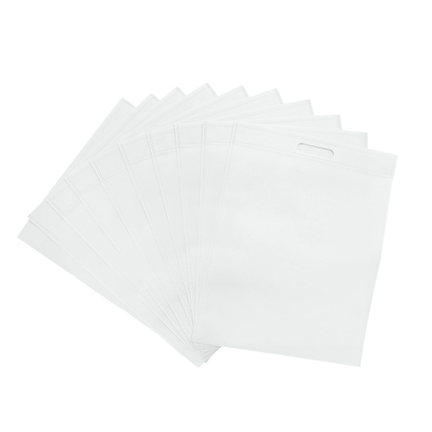 Pack of 25 White Coloured 45x35cm Non-Woven Patch Handle Bags