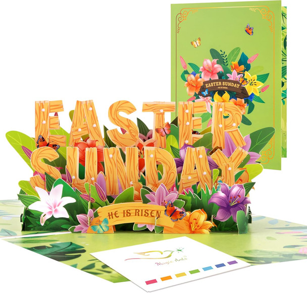 Spring Floral Easter Sunday Pop Up Greeting Card