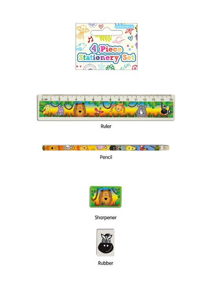 4 Pieces Jungle Stationery Set