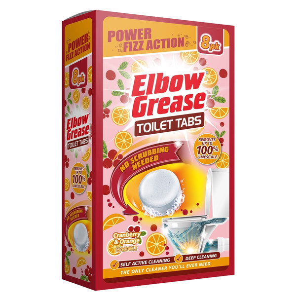 Pack of 8 Elbow Grease Cranberry & Orange Toilet Cleaner Tabs 30g