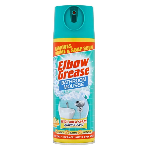 Elbow Grease Lemon Fresh Fragrance Bathroom Mousse Spray Cleaner 400ml