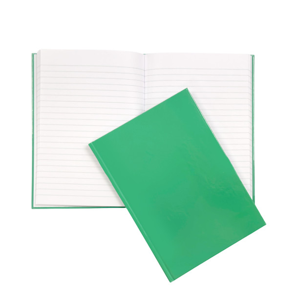 A5 160 Pages 8mm Ruled Green Casebound Notebook