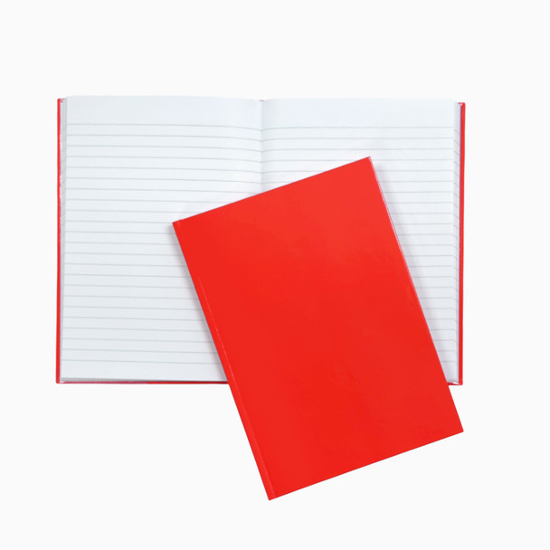 A5 160 Pages 8mm Ruled Red Casebound Notebook
