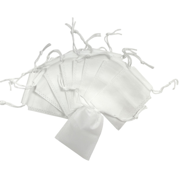 Pack of 25 White Coloured 12x9cm Non-Woven Drawstring Bags