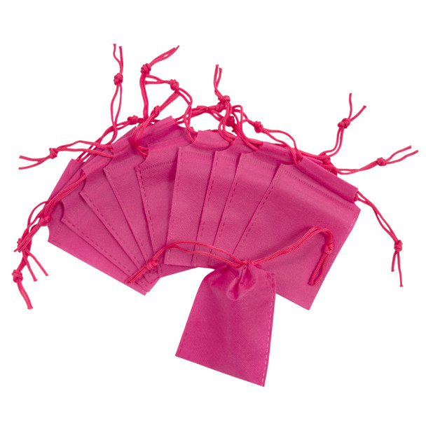 Pack of 25 Pink Coloured 12x9cm Non-Woven Drawstring Bags