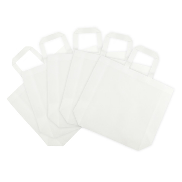 Pack of 25 White Coloured 35x25x10cm Non-Woven Bags with Handle