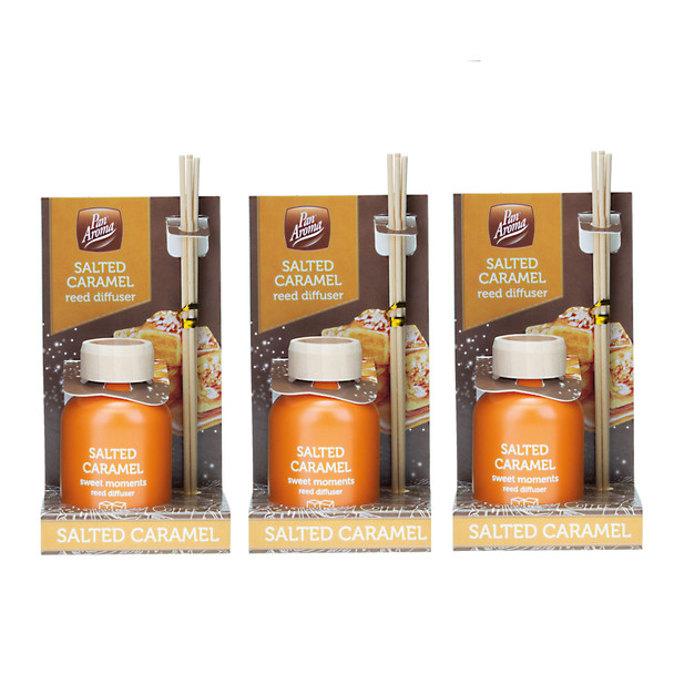 Pack of 3 Pan Aroma Salted Caramel Reed Diffusers 50ml