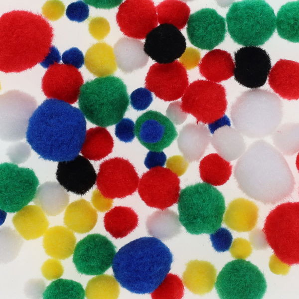 Pack of 70 Assorted Vivid Coloured Pom Poms by Crafty Bitz