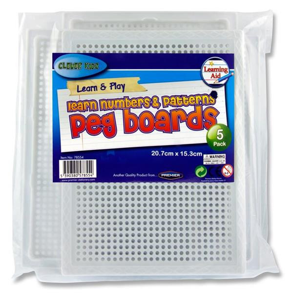Pack of 5 207x153mm Peg Boards by Cleaver Kidz
