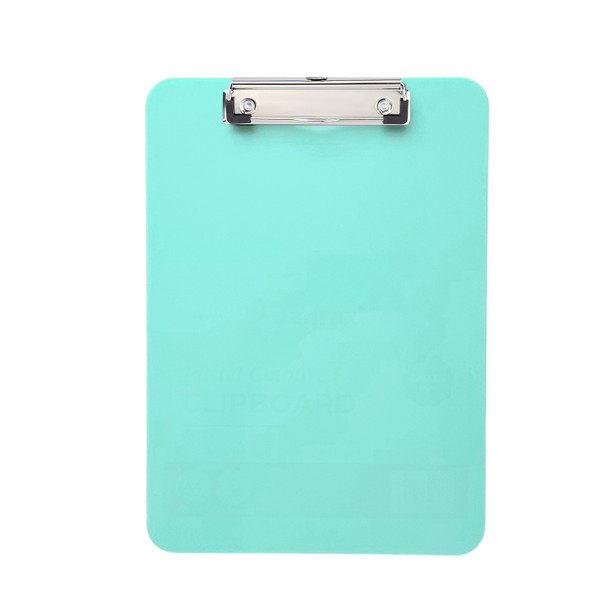 A4 Pastel Green Plastic Clipboard with Metal Clip and Round Corner