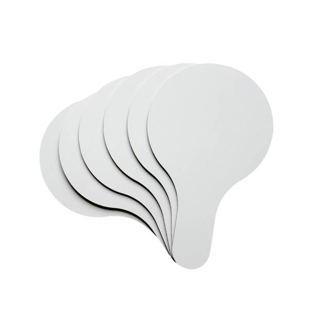 Pack of 6 Round Plain White MDF Double Sided Dry Erase Handheld Answer Paddles - Mini Whiteboard