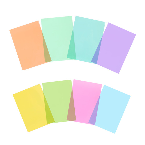 Pack of 8 A4 Plain Assorted Coloured Dyslexia Overlay Reading Sheets – PET Material, Rounded Corners