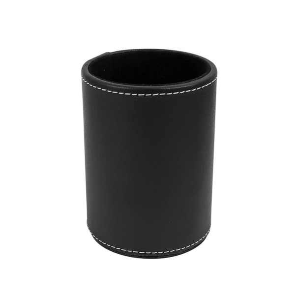 Black PU Leather Pencil Cup for Desktop Stationery Organizer 8 x 11cm