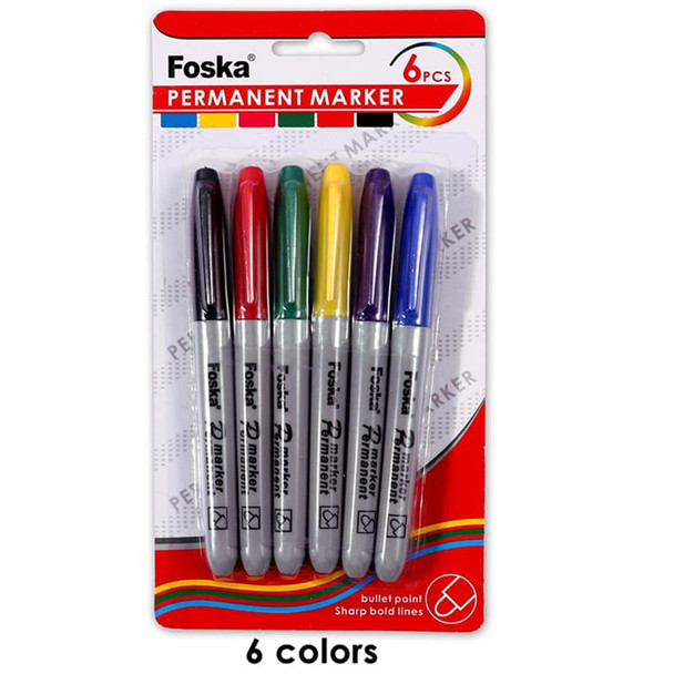 Pack of 6 Colors 2.5mm Bullet Round Tip Permanent Marker Pens