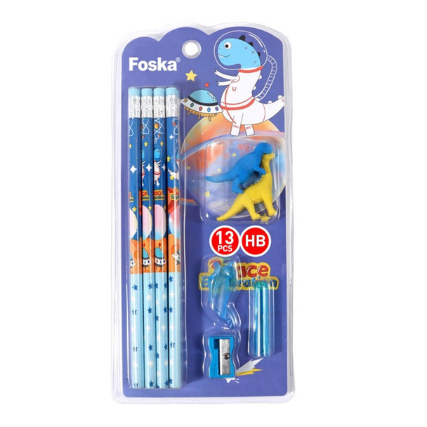 Dinosaur Themed Staionery Pencil Set With Eraser Sharpener