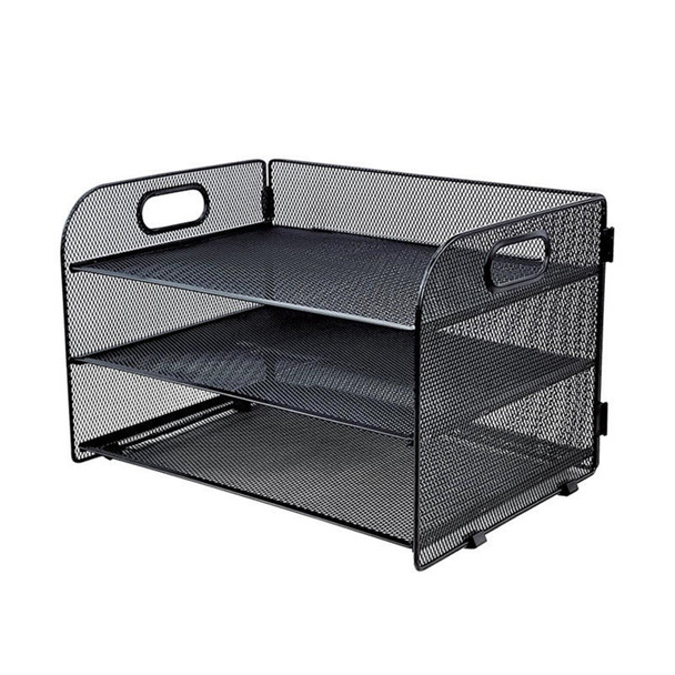 Black Multi-layer Desktop Document Storage Basket Rack 35 x 30 x 27.5cm