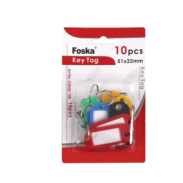 Pack of 10 Durable Solid Color Name Card Key Ring Tags