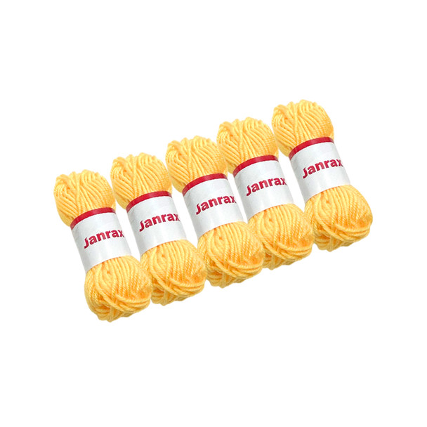 Pack of 5 Light Yellow Acrylic Yarn Rolls – 10g each, 4 Strand 8 Ply Knitting Wool