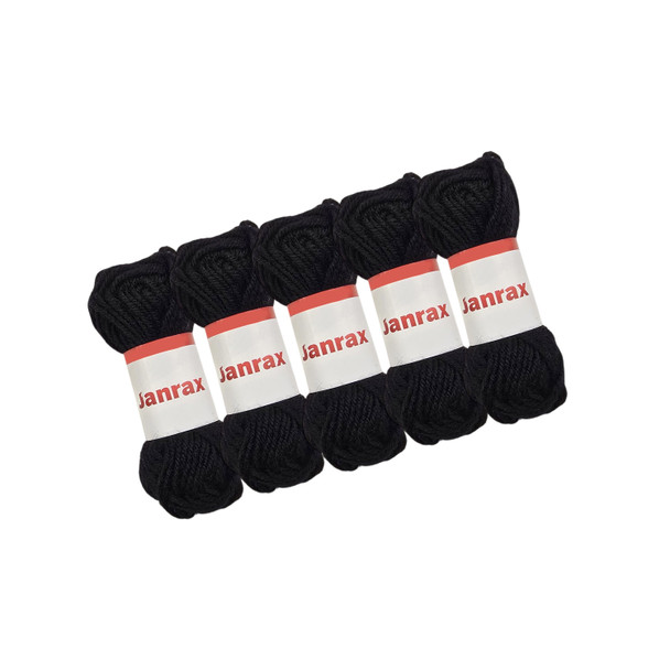 Pack of 5 Black Acrylic Yarn Rolls – 10g each, 4 Strand 8 Ply Knitting Wool
