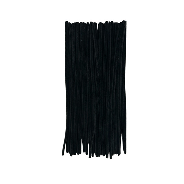Pack of 50 Black Coloured Pipe Cleaners 30cm x 6mm Craft Chenille Stems