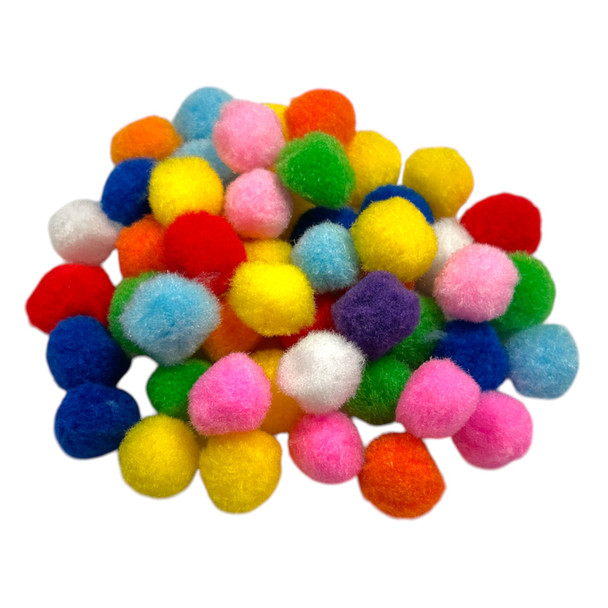 Bag of 50 Pieces 2.5cm Colorful Pom Pom Balls